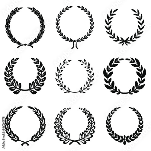 laurel wreathes collection vector eps isolated on white background