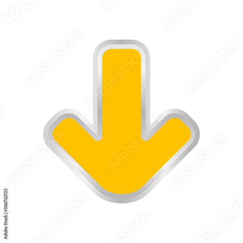 yellow arrow pointing down isolated on white, clip art yellow arrow icon pointing to down, arrow symbol indicates yellow direction pointing to down, illustrations 3d arrow buttons down point