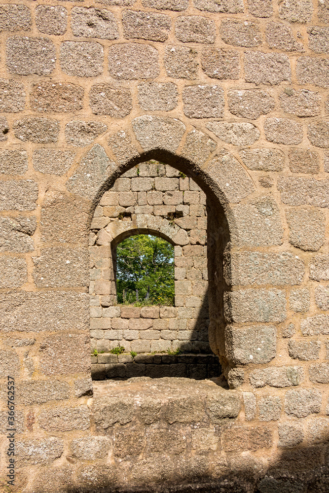 window in stone wall in the castle