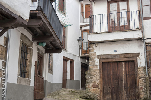 narrow streets of Candelario  Salamanca  Castilla Leon  Spain  Europe.