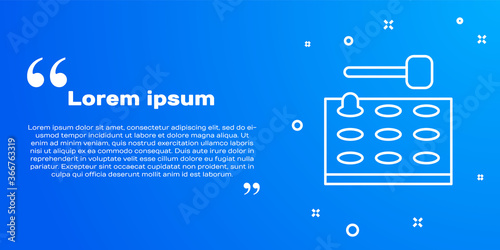 White line Arcade game machine with hammer icon isolated on blue background. Amusement park attraction. Vector.