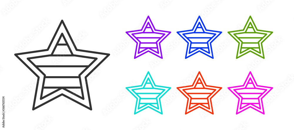 Black line USA Independence day icon isolated on white background. 4th of July. United States of America country. Set icons colorful. Vector. Black line USA Independence day icon isolated on white background. 4th of July. United States of America country. Set icons colorful. Vector.