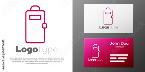 Logotype line Police assault shield icon isolated on white background. Logo design template element. Vector.