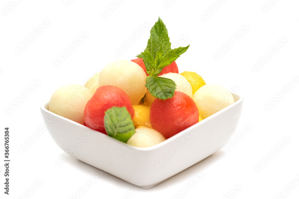 Fruit salad made of watermelon, melon, and honeydew Fruit salad made of watermelon, melon, and honeydew