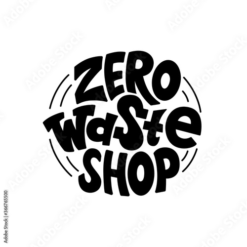 Zero waste shop handwritten text logo