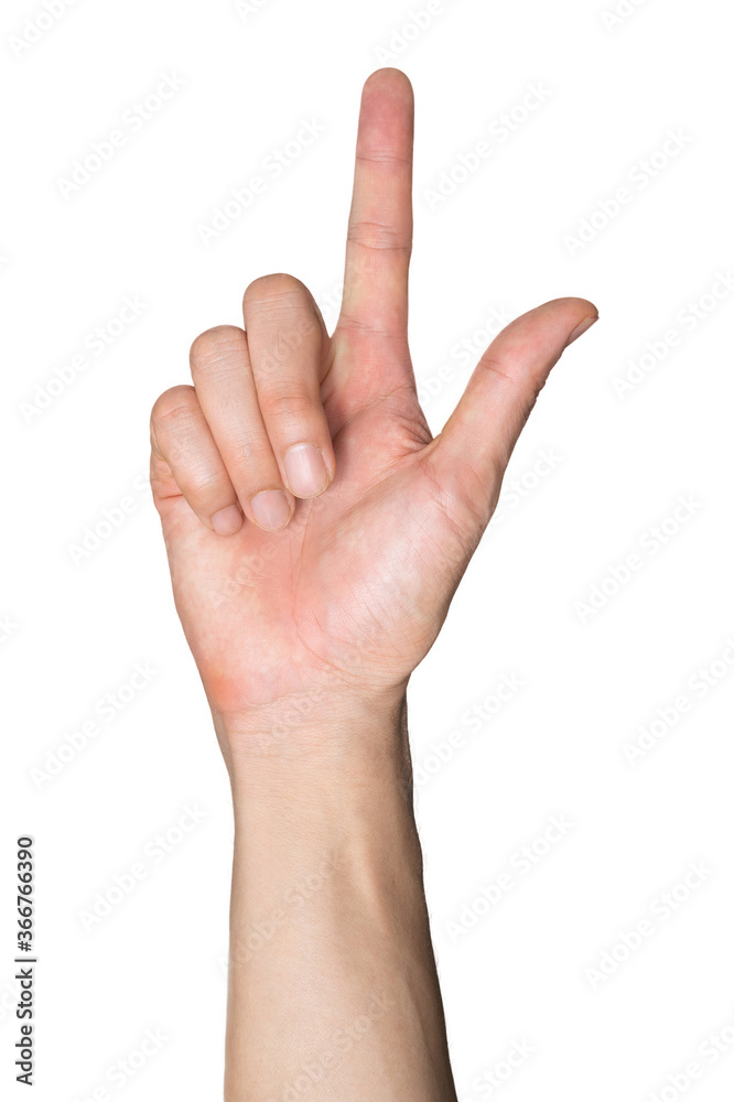 Man hand point isolated on white background Man hand point isolated on white background