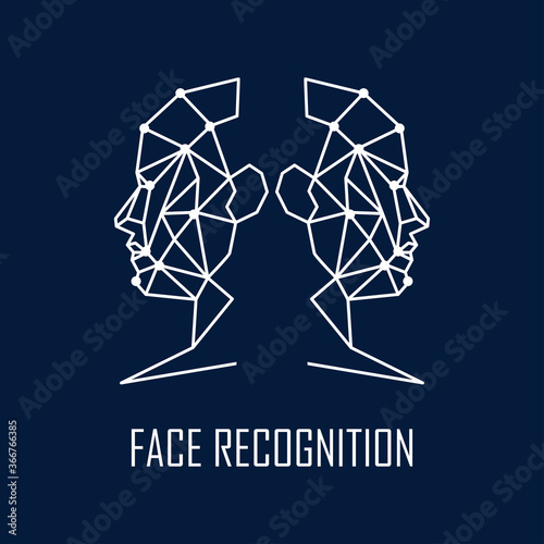 human face recognition scanning system. vector illustration