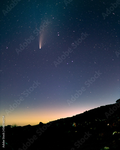 Comet Neowise over Stowes Hill the Cheese-wring Bodmin Moor Cornwall