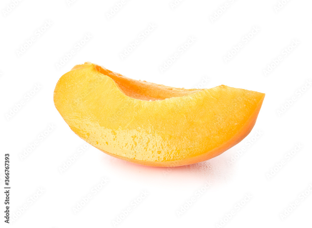Piece of ripe apricot on white background Piece of ripe apricot on white background