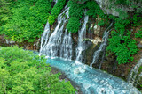北海道　美瑛町の夏の風景 白髭の滝