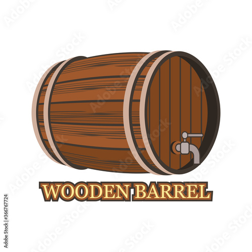 wooden barrel isolated on white background. vector illustration