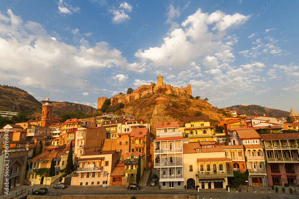 Old town Tbilisi with Narikala Castle in the background, Georgia, Caucasus