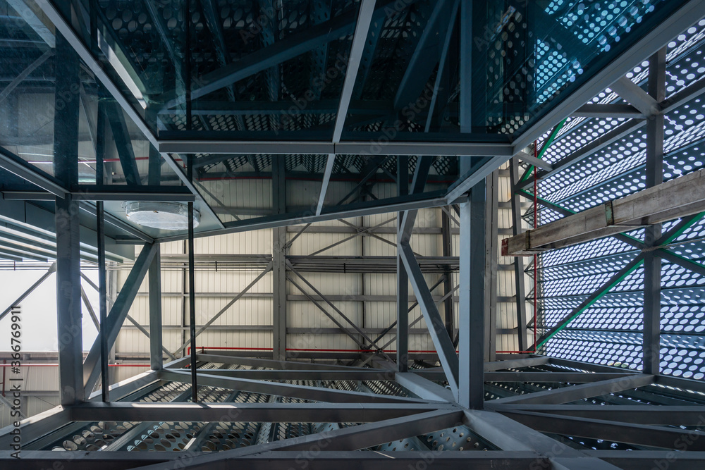 Metal building structure of factory roof