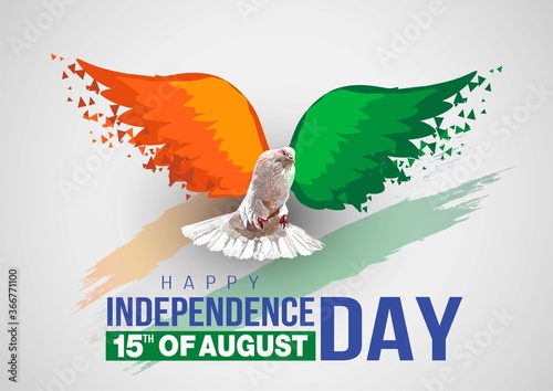happy Independence day 15 th august Happy independence day of India, pigeon .vector illustration.greeting card