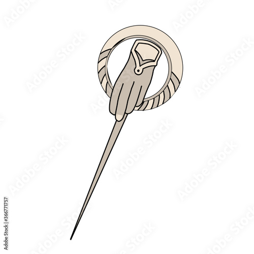 Hand of the king pin. Right hand symbol. Game of thrones element. A song of ice. Brooch with a hand