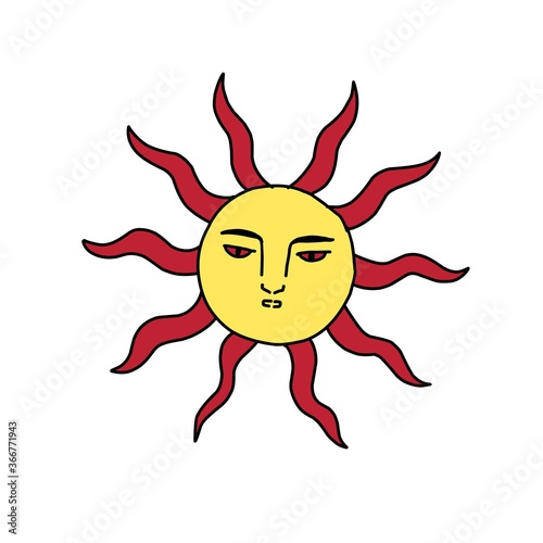 House sign Martell. Sun with face on a white background. Game of thrones element