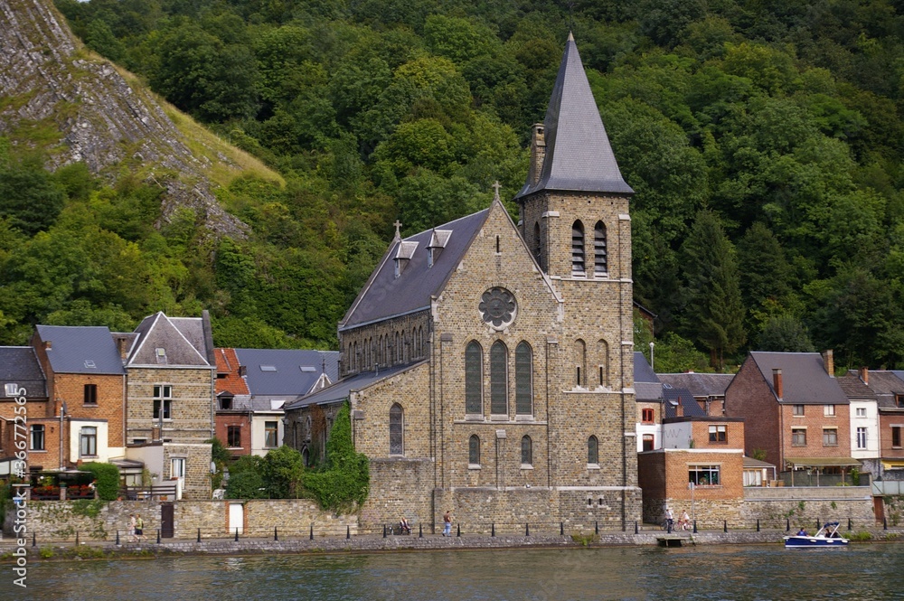 The town of Dinant, Belgium, from across the River Meuse.