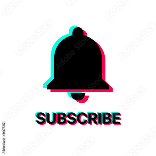 Tik Tok Bell Icon, Button. Subscribe Title. Social Media Vector Illustration On White Background 