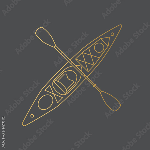 golden kayak with oar icon- vector illustration