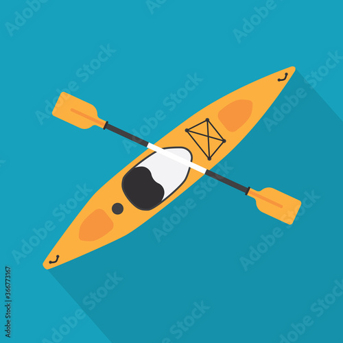 yellow kayak with oar icon- vector illustration