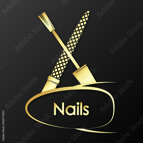 Nail care manicure and pedicure golden symbol