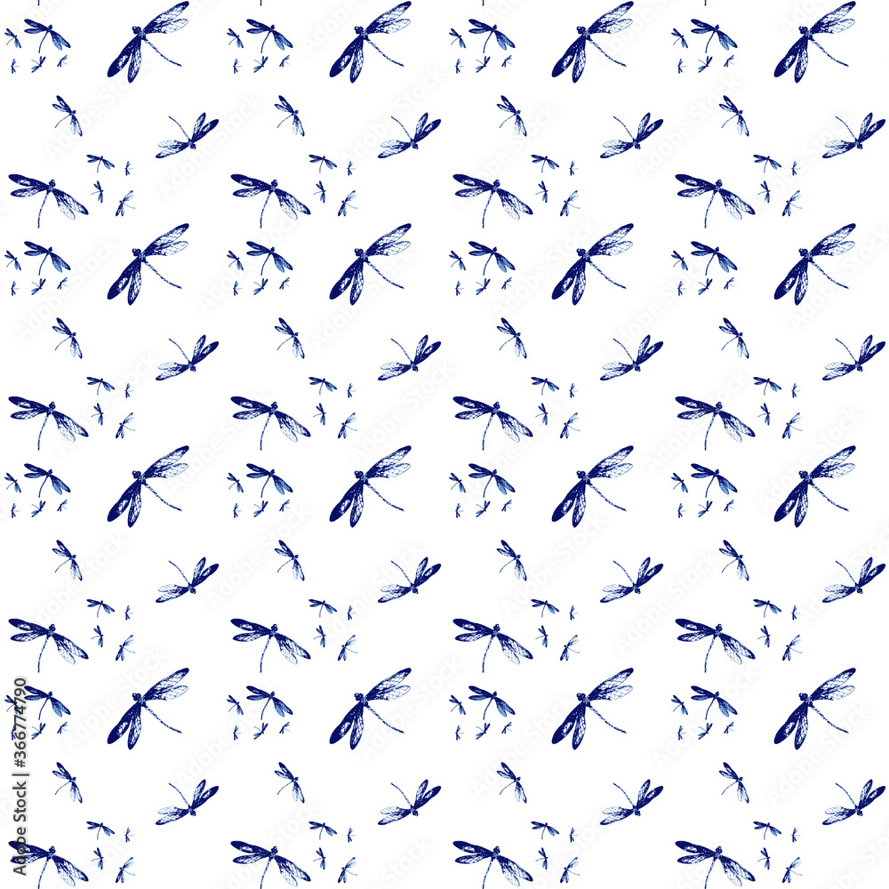 Fototapeta premium Butterfly illustration composition that form a pattern with squa