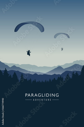 paragliding adventure on blue mountain background vector illustration EPS10