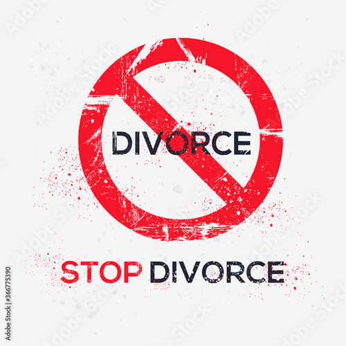 Warning sign (divorce), vector illustration.	