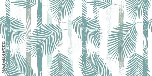 Dekoracja na wymiar  tropical-pattern-palm-leaves-seamless-vector-floral-background-exotic-plant-on-blue-stripes-print-illustration-summer-nature-jungle-print-leaves-of-palm-tree-on-paint-lines-ink-brush-strokes