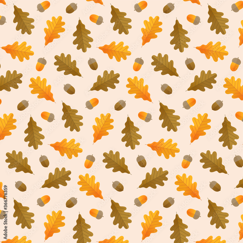 Obraz premium オークとどんぐりのパターン