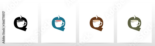 Tea Coffee Cup On Letter Logo Design Q
