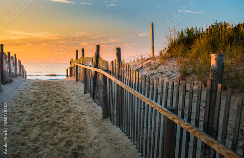 Morning arrives at the beach at Marine Street, Beach Haven, Long Beach Island, NJ