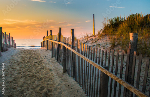 Fototapeta Naklejka Na Ścianę i Meble -  Morning arrives at the beach at  Marine Street, Beach Haven, Long Beach Island, NJ