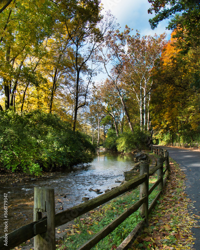 Rural Autumn scene along an autumn road through Wyomissing Park