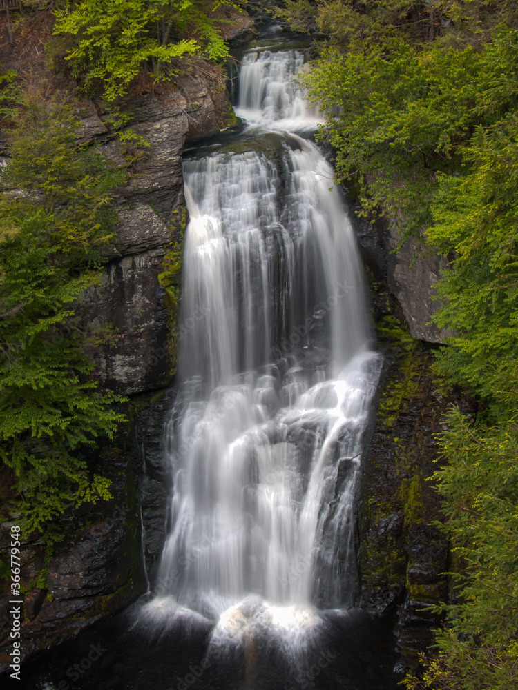Bushkill Falls in the Pocono Mountains of Pennsylvania on a summer day