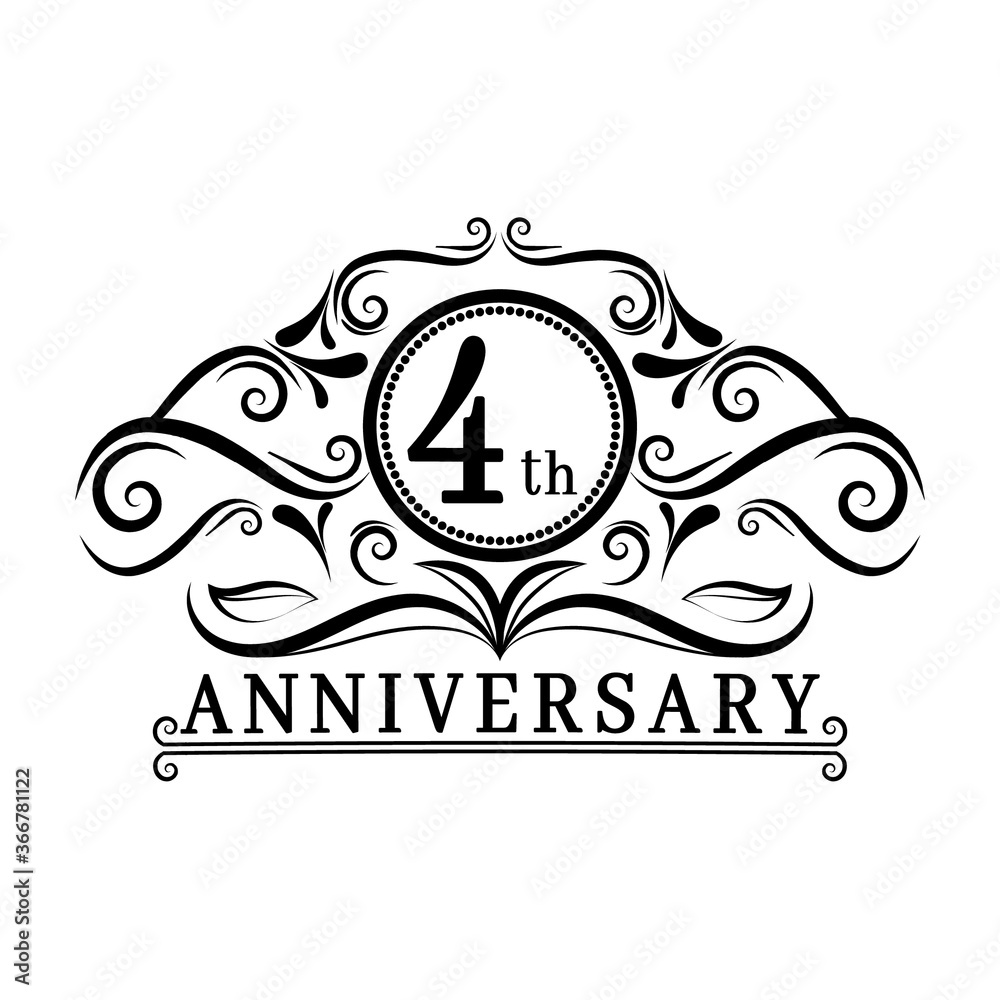 4 years Anniversary logo, luxurious 4th Anniversary design celebration. 4 years Anniversary logo, luxurious 4th Anniversary design celebration.
