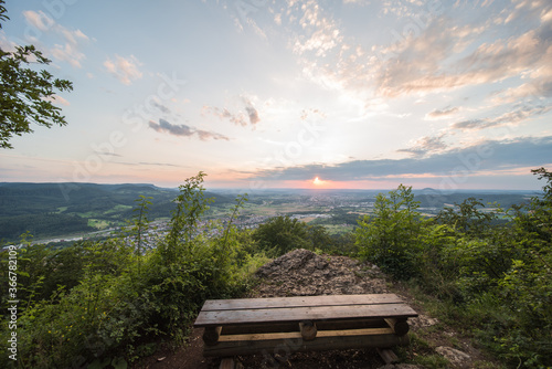 landscape in germany on the swabian alb on the lookout point Hohenstein in the district of göppingen photo
