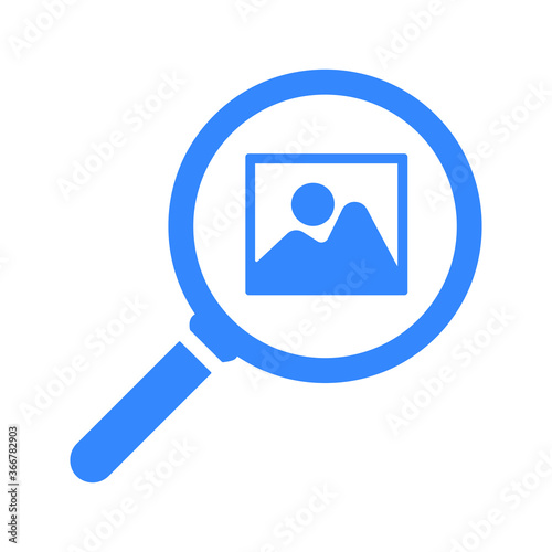 Finding photo icon / blue vector