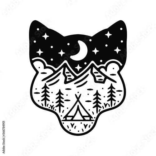 monoline vintage outdoor badge design