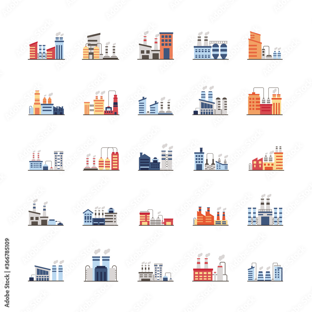 bundle of industry factory set icons