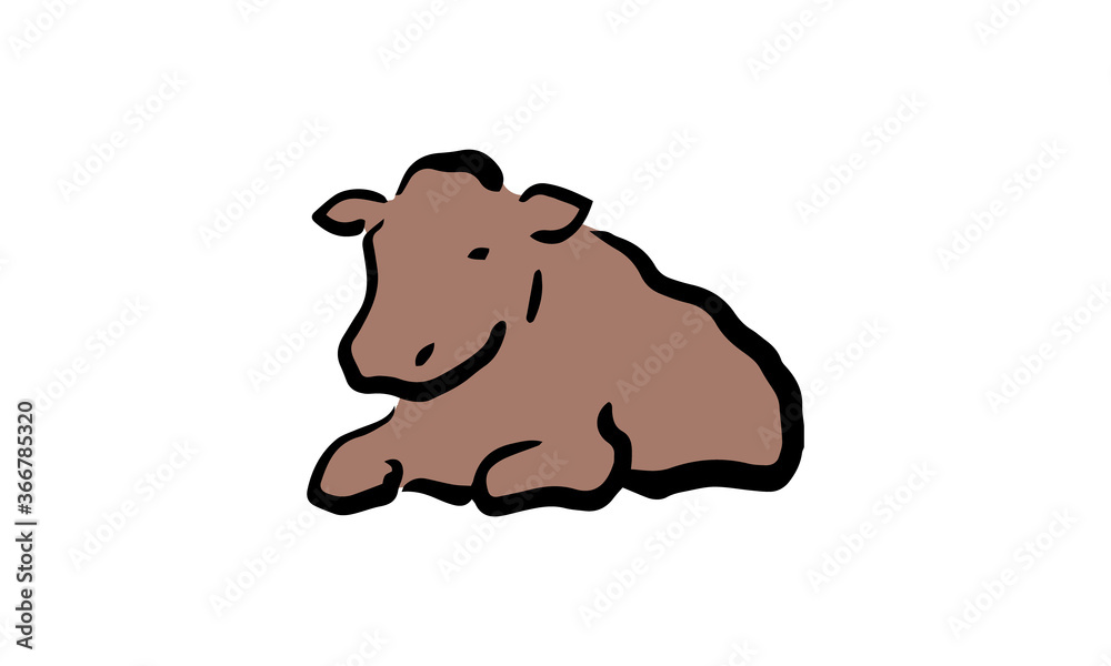 筆絵風の手描きの牛のイラスト Stock Vector Adobe Stock