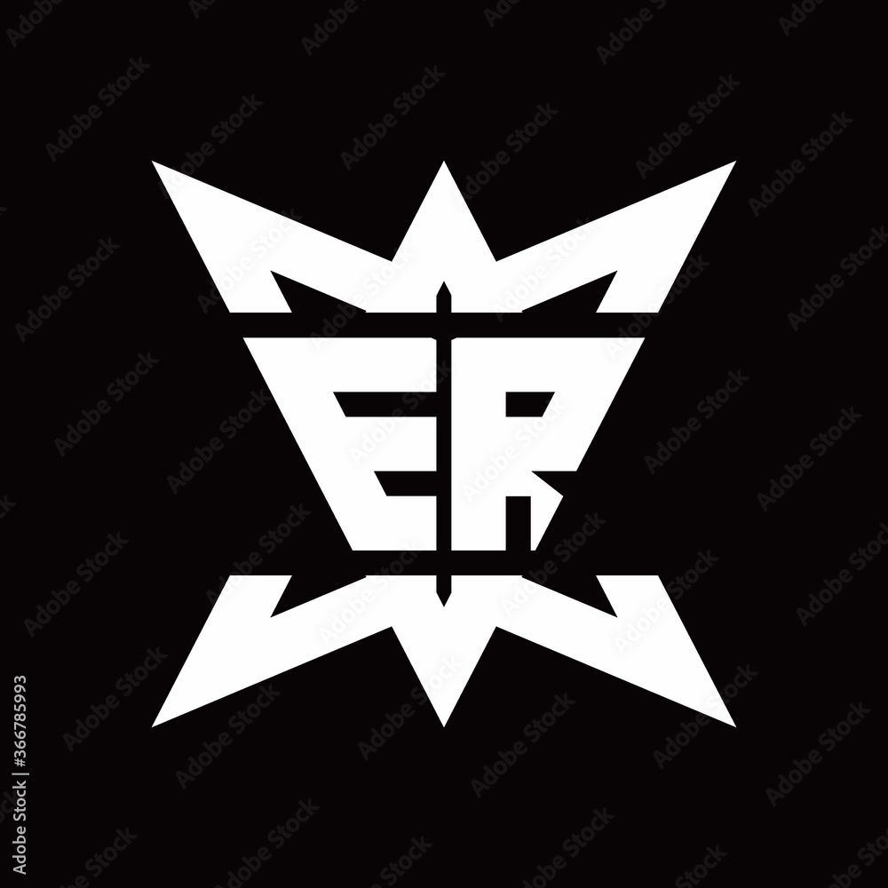 ER Logo monogram with crown up down side design template