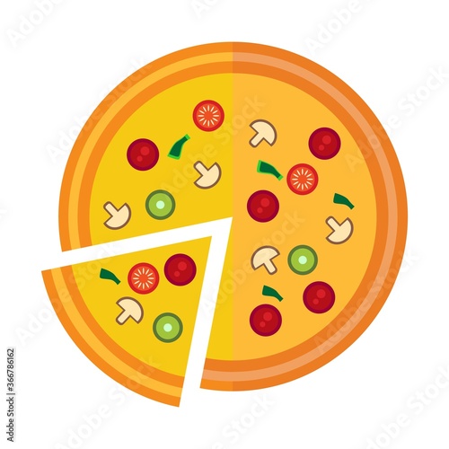 Pizza Flat Icon Vector Illustration Fast Food Element