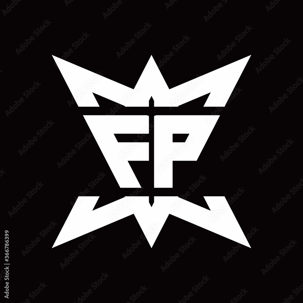 FP Logo monogram with crown up down side design template FP Logo monogram with crown up down side design template