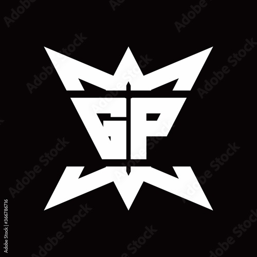 GP Logo monogram with crown up down side design template