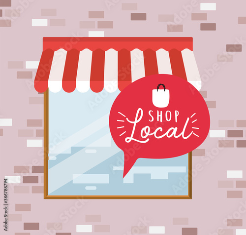 shop local in bubble inside store design of retail buy and market theme Vector illustration