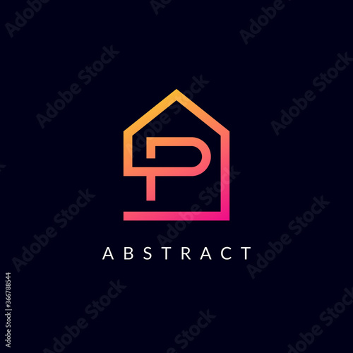 P letter real estate logo design - alphabet P property, construction, business corporate, home sign icon monogram template.
