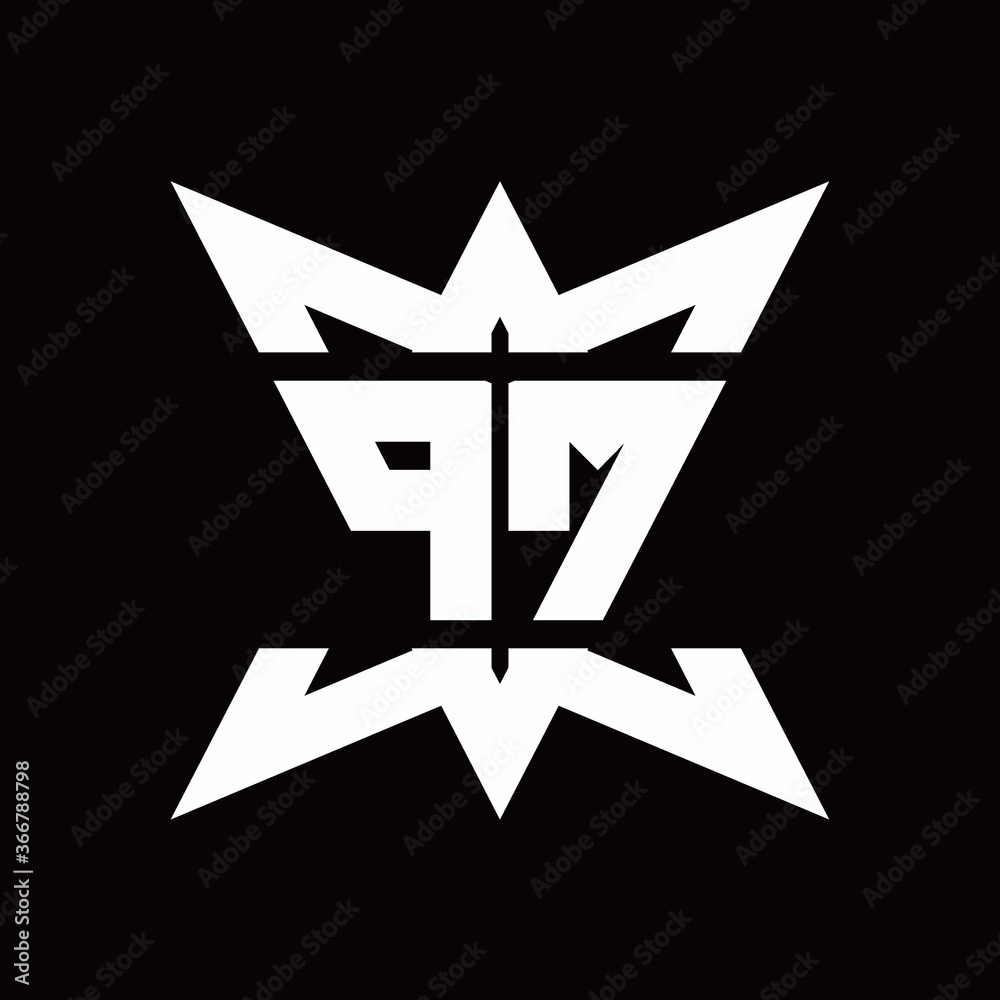 PM Logo monogram with crown up down side design template PM Logo monogram with crown up down side design template