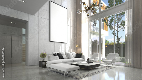 Foto Modern luxury beautiful mock up scene of living room interior design and pattern