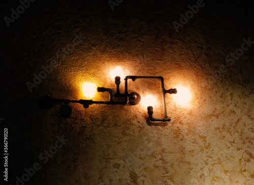 light in the pipes on the wall